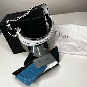 Dior Womens Club 1 Sun Visor J'ADIOR Logo Adjustable Black White strap